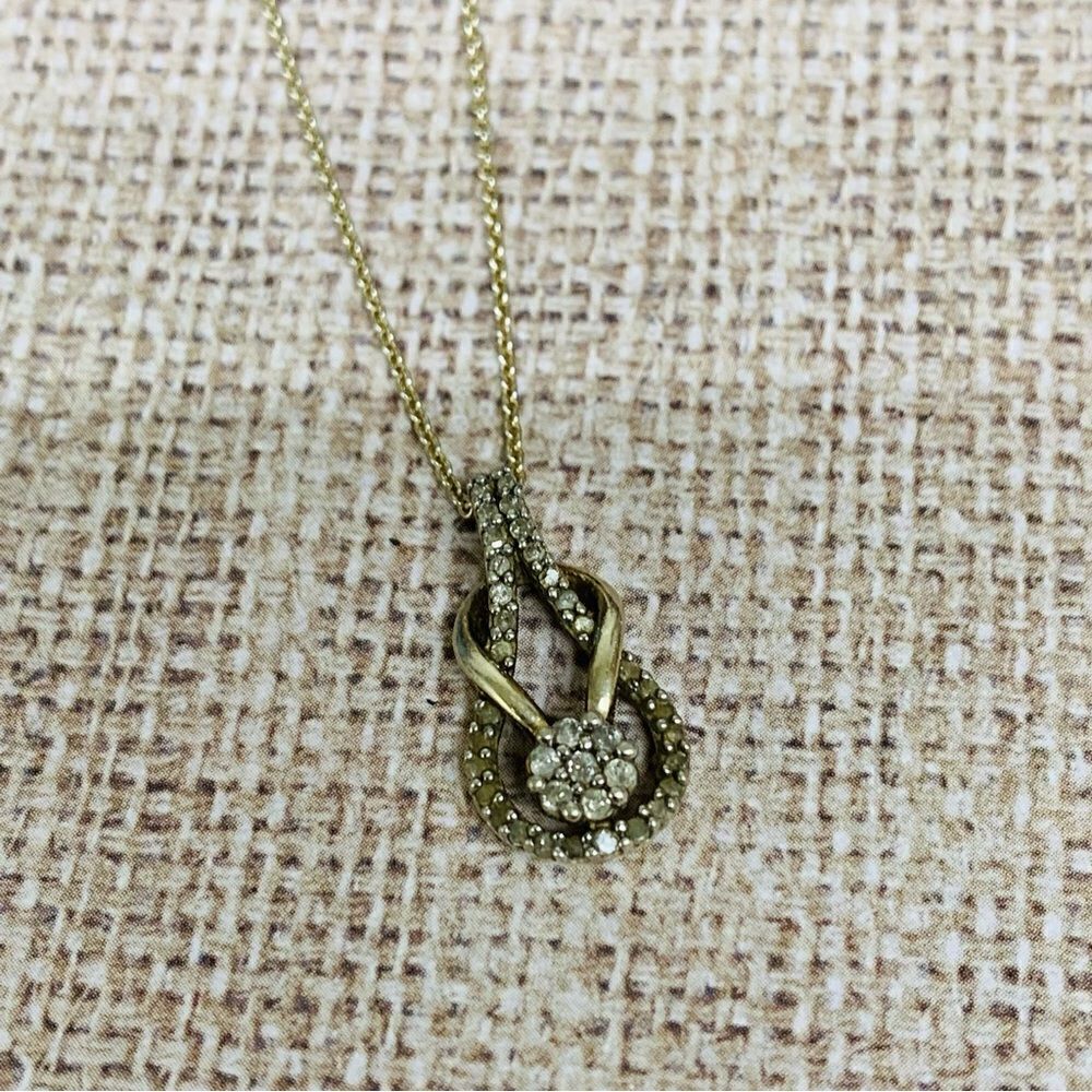 Sterling‎ Silver Gold Wash Knot Diamond Necklace